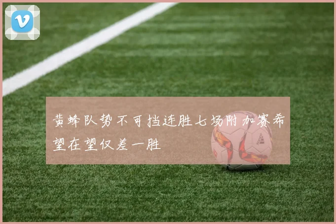 黄蜂队势不可挡连胜七场附加赛希望在望仅差一胜